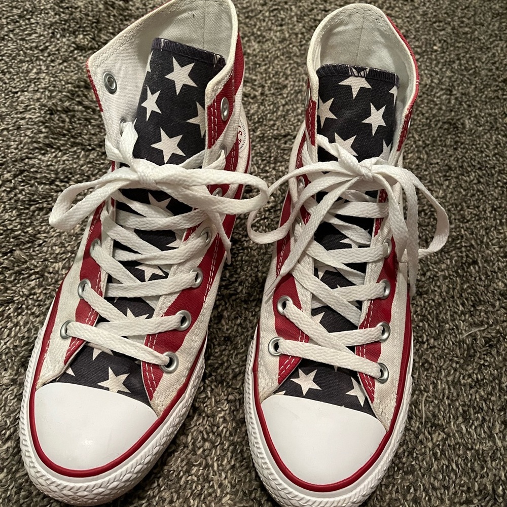 American flag high top converse